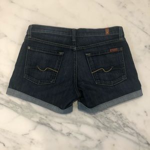 7 for all mankind cuff denim shorts